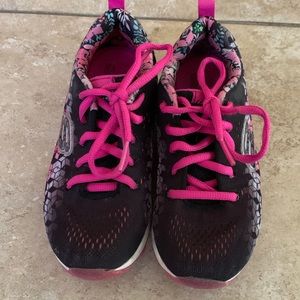 Black and Pink Girls Skechers Sneakers